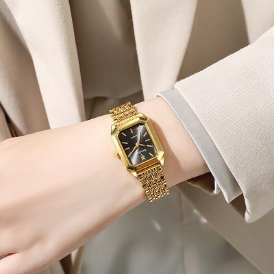 Luxe Staalband Dameshorloge Vrouwelijke Student Mode Simpel Vierkant Kwarts Horloge