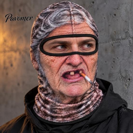 Realistic Face Balaclava Old Man Ski Mask, 3D Funny Balaclava, Novelty Winter Sports Headgear Cover with Neck Coverage for Skiing Snowboarding Outdoor