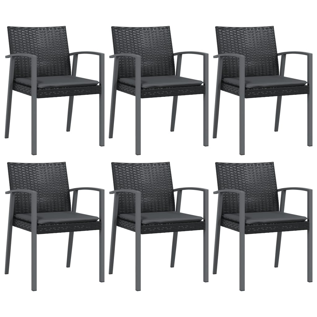 7 Piece Outdoor Dining Set with Cushions Poly Rattan and Steel