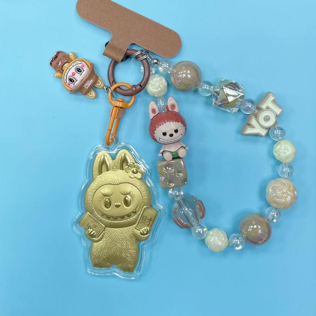 Golden 999 Pure Gold Mobile Phone Pendant Keychain Cartoon Plush Bag Charm