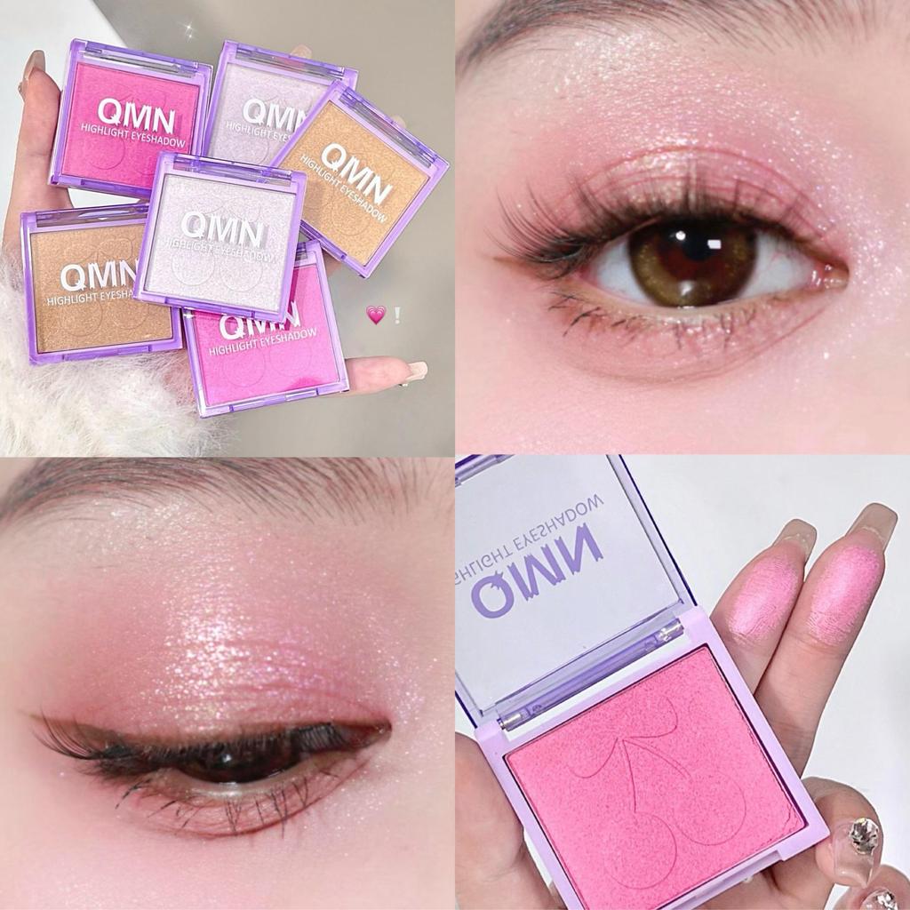 QMN Brilliant Shimmer Eyeshadow: Fine Glitter, Single Palette for Students, Affordable Color Makeup.