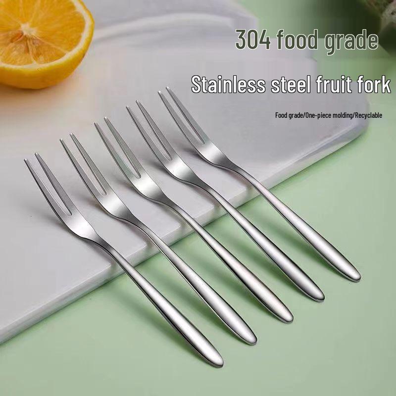 Dezertní vidlička z nerezové oceli 304 - Zesílená dvouramenná vidlička na ovoce, měsíční koláčky a odpolední čaj