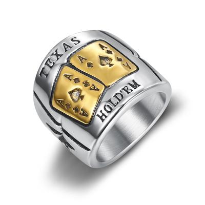 S925 Silver Ring Personalized Poker Men's Ring Retro Square Flush Men's Ring