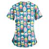 Women's Fashion V-neck Short Sleeve Workwear With Pockets Printed Tops