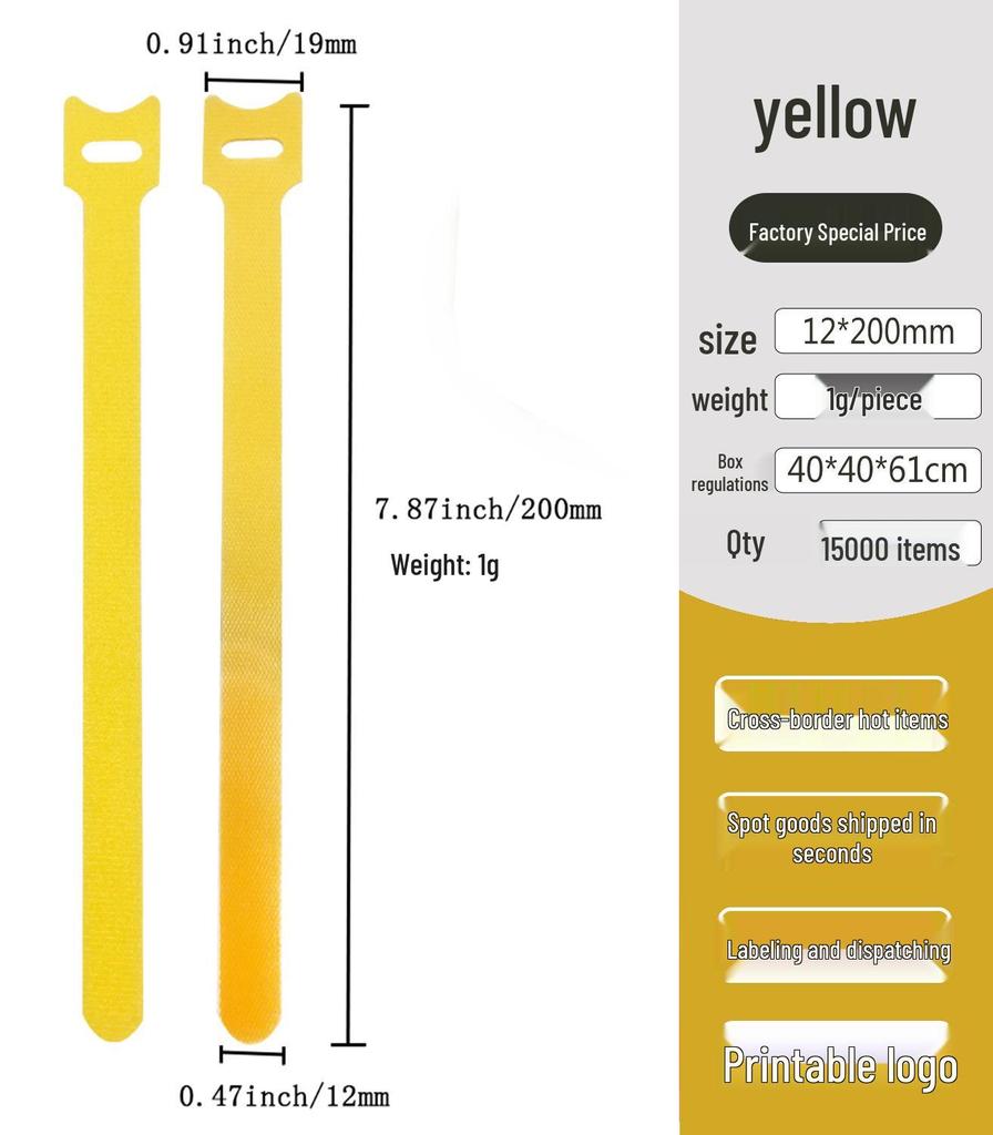 Nylon T-Type Self-Adhesive Hook and Loop Cable Ties