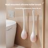 Escova de vaso sanitário doméstica de parede, sem cantos mortos, ferramenta de limpeza de banheiro com cabo longo, com base para vaso sanitário para limpeza profunda.