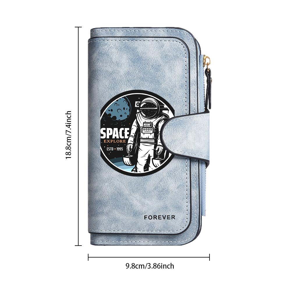 Vintage Space Astronaut Fashion Long Wallet Casual Multi Card Holder Portable Daily Purse for Travel