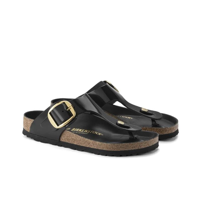 Birkenstock Gizeh Big Buckle Unisex Soft Deodorant Thong Sandals Black Narrow Fit 1021469 37