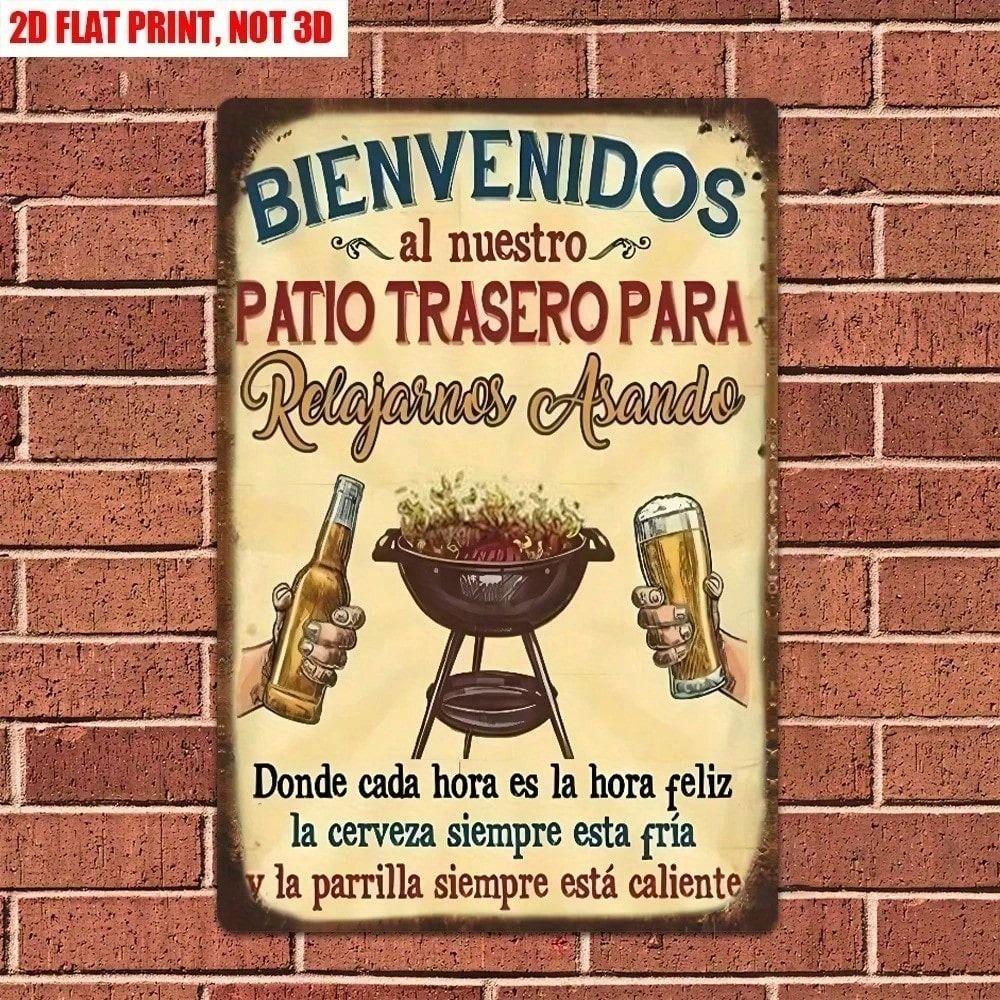 Vintage Spanish Welcome Metal Poster for Garden Yard