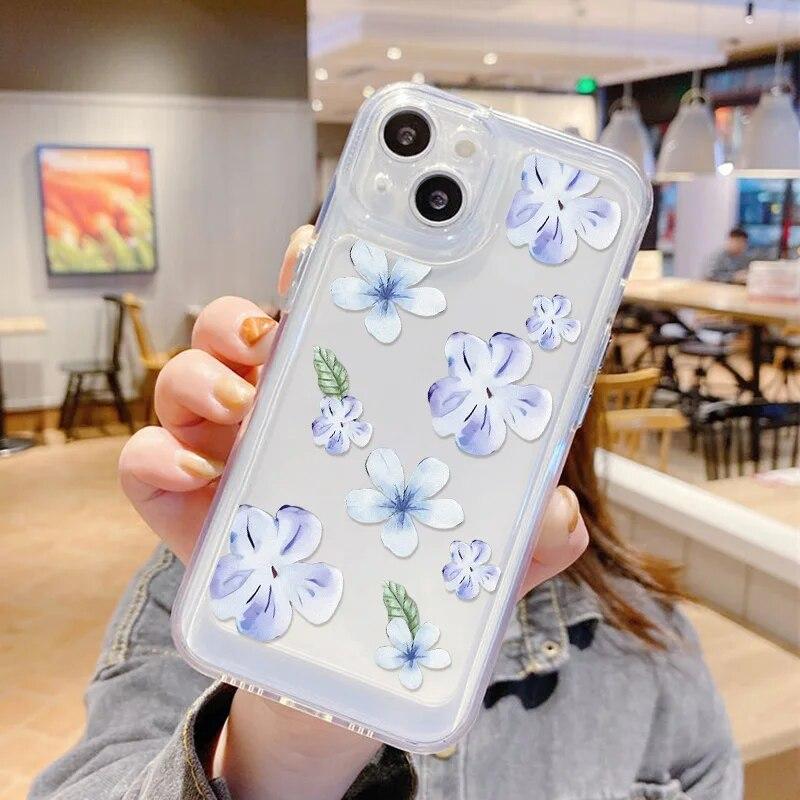 Soft Cute Flower Pouzdro na telefon pro iPhone 11 Pouzdro pro iPhone 13 15 12 14 Pro Max XS X XR 7 8 SE Shockproof Clear Aesthetic Cover
