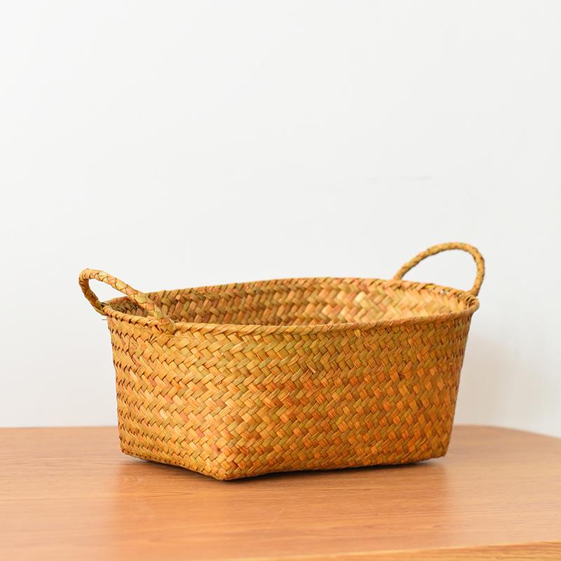 Rustic Woven Rattan Fruit & Snack Organizer Basket
