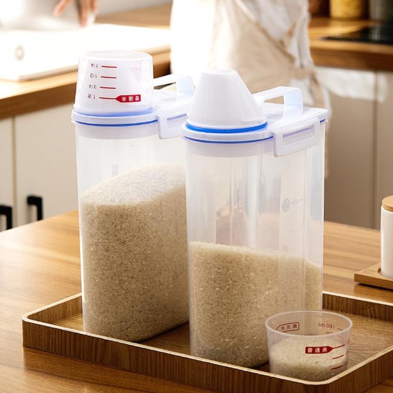 Durable Kitchen Rice Storage Bucket with Airtight Design to Prevent Moisture Clear View Panel for Content Visibility Ergonomic Carry Handle for