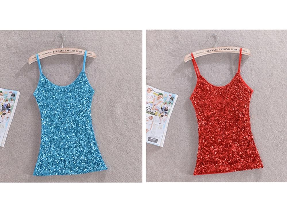 New Slimming Sequin Tank Top Camisole - Women's Versatile Base Layer Vest