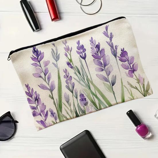 Yousheng Cosmetic Storage Bag, Thickened Canvas Pouch, with Smooth Zipper Large Capacity Stationery Organizer, Oil Painting Print Cosmetic Pouch