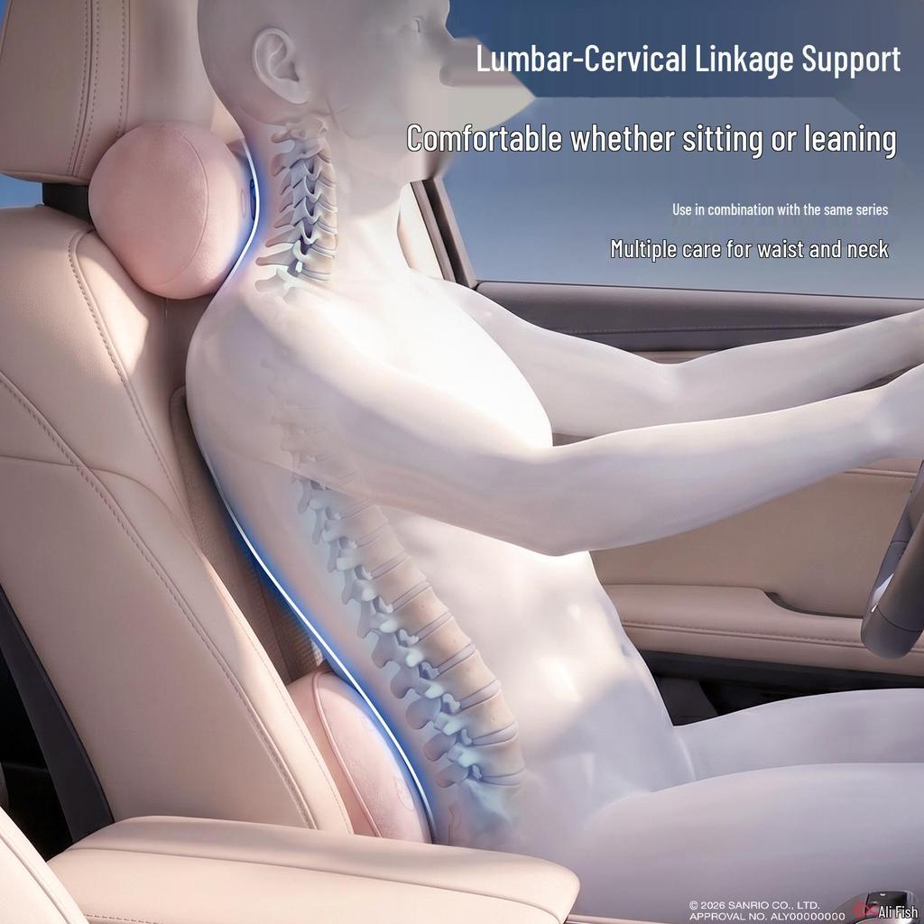Hello Kitty Car Headrest and Neck Support Pillow for Tesla - Interior Backrest and Lumbar Cushion