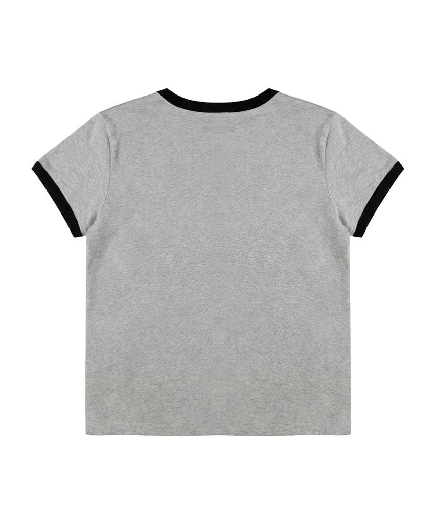 SAINTPAIN Sp Lettering Star Crop Ringer T-Shirt Melange Grey