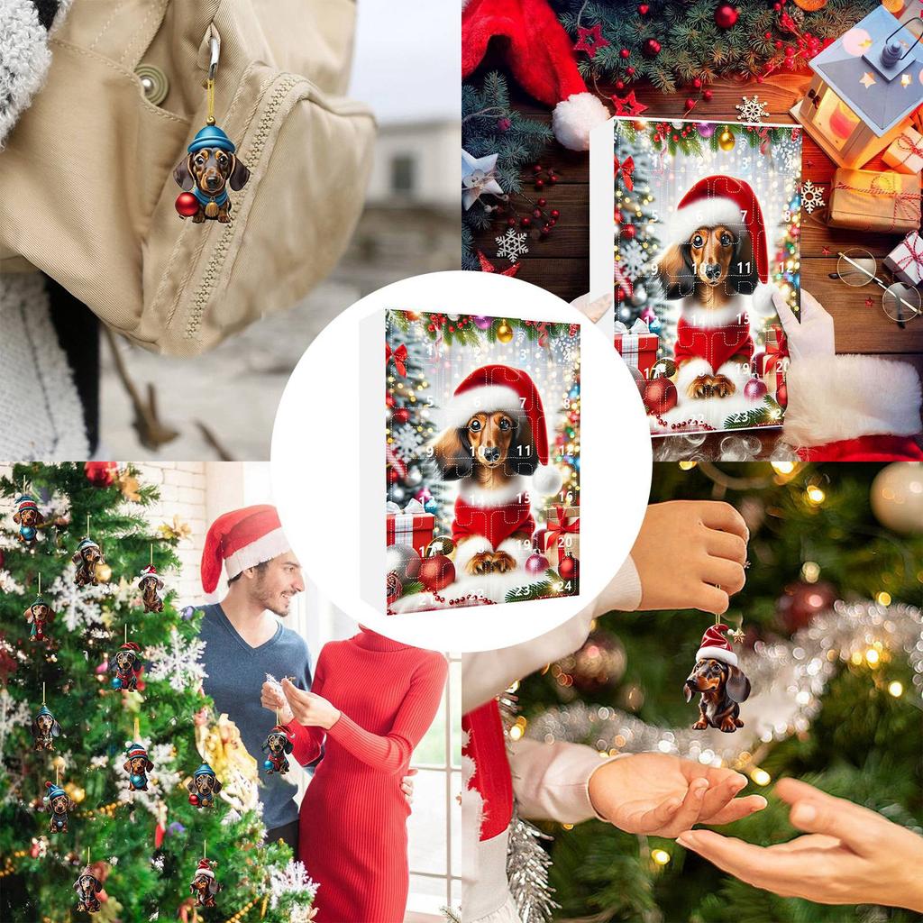 Vianočný adventný kalendár 2024 obsahuje 24 vianočných akrylových dekorácií Kalendár príchodu Vianočné odpočítavanie s príveskami s prekvapením