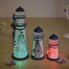 Lighthouse Metal Table Lamp Night Light Outdoor Décor Lawn and Garden Decor