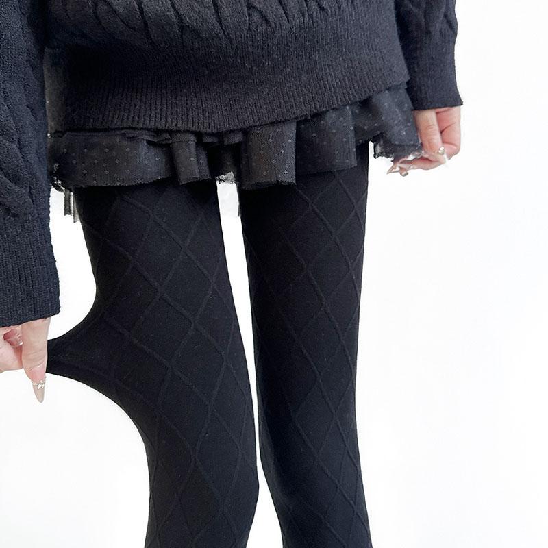 Winter Vintage Grid Tights Women High Waist Elastic Slim Warm Pantyhose 2026 Spring Streetwear Y2k Tights Stocking Leggings