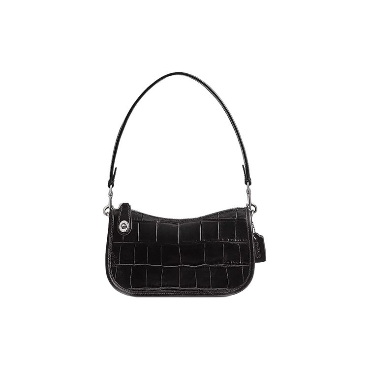 

Coach Swinger 20 Solid Color Slot Zipper Closure Crocodile Embossed Leather Handbag Women handbags Black CP024-LHBLK Basic Set (Bag+Dust Bag)