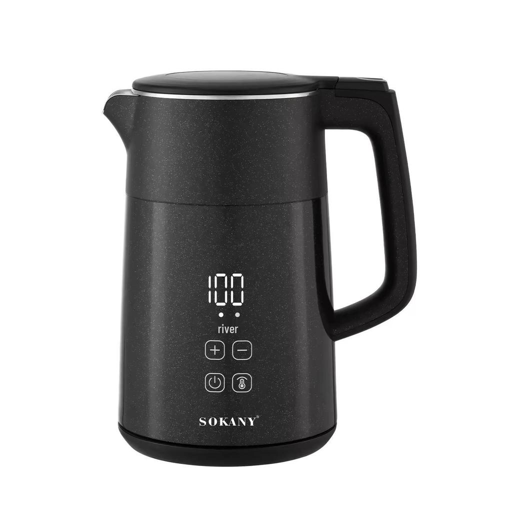 European Standard 2200W Electric Kettle, 1.7L Capacity, Touch Screen, 304 Stainless Steel, Rapid Heating.