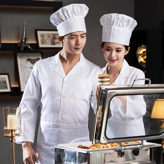 Unisex Chef Restaurant Jacket Lapel Short Sleeve Patch Pocket Chef Coat Men Women Single Breasted Kitchen Wear Waiter Bakery Uniform