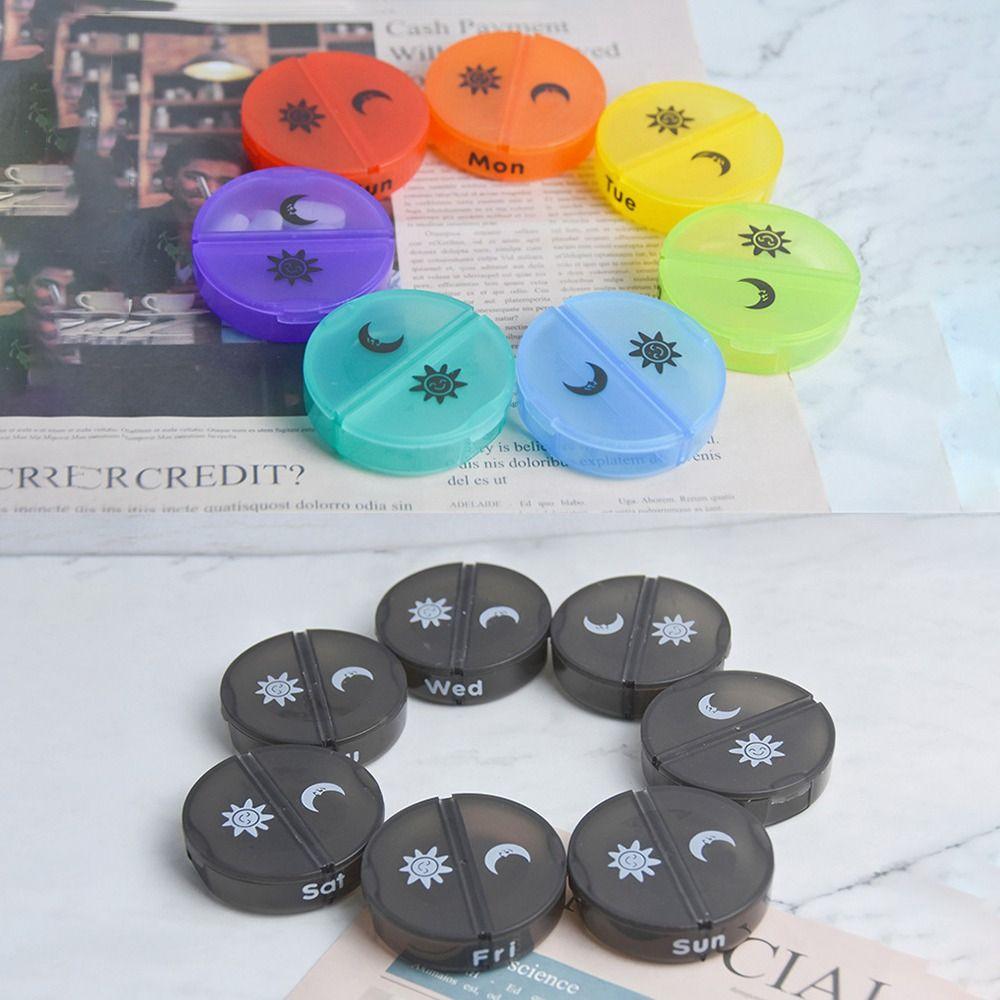 PU Leather 7-Day Pill Organizer Drug Container Week Mark 14-Grid Vitamin Storage Portable AM/PM Compartments Daily Pill Box