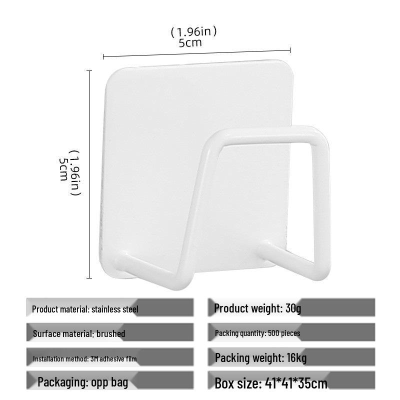 304 Stainless Steel No-Trace Adhesive Hook for Coats and Hats - No-Drill, Single Hook for Bathroom Use