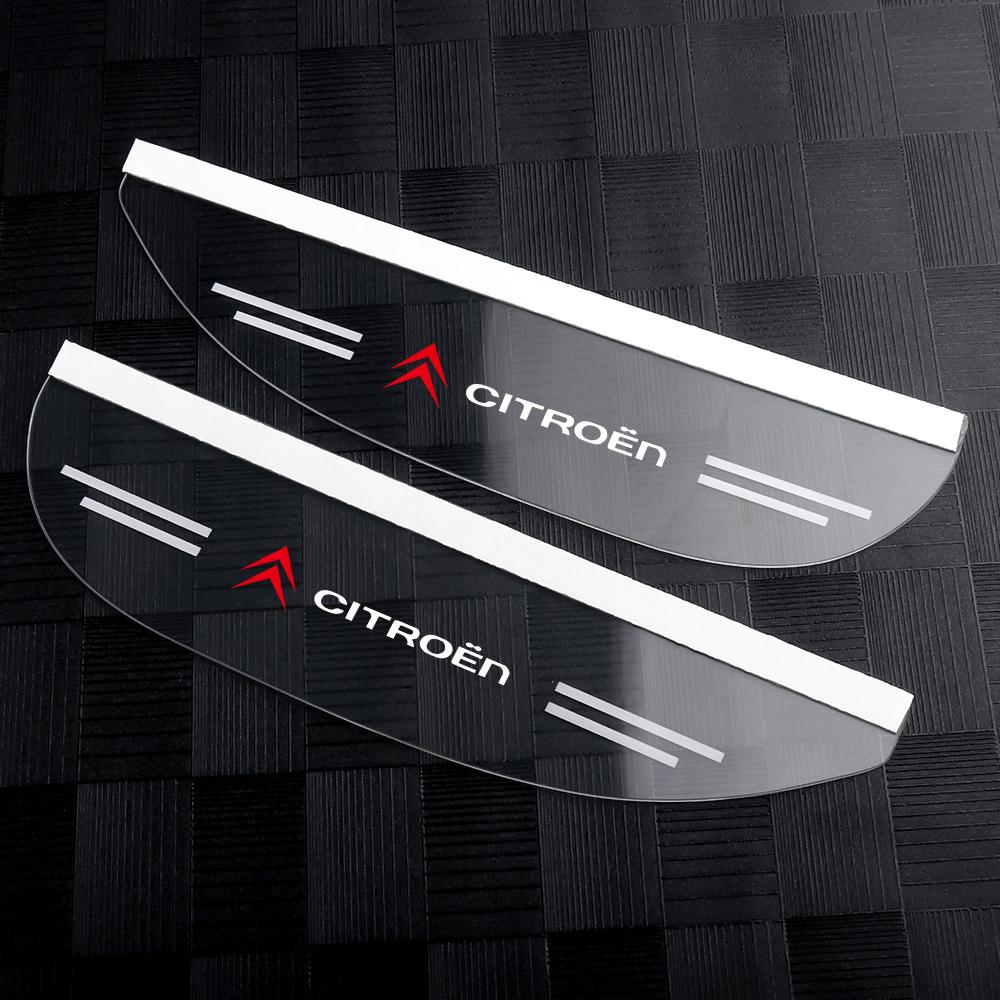 AXSR8 2Pcs PVC Car Rearview Rain Eyebrow Transparent Stickers For Citroen C4 Picasso Xsara C5 Aircross Cactus C1 C2 C3 C6 C8 Berlingo