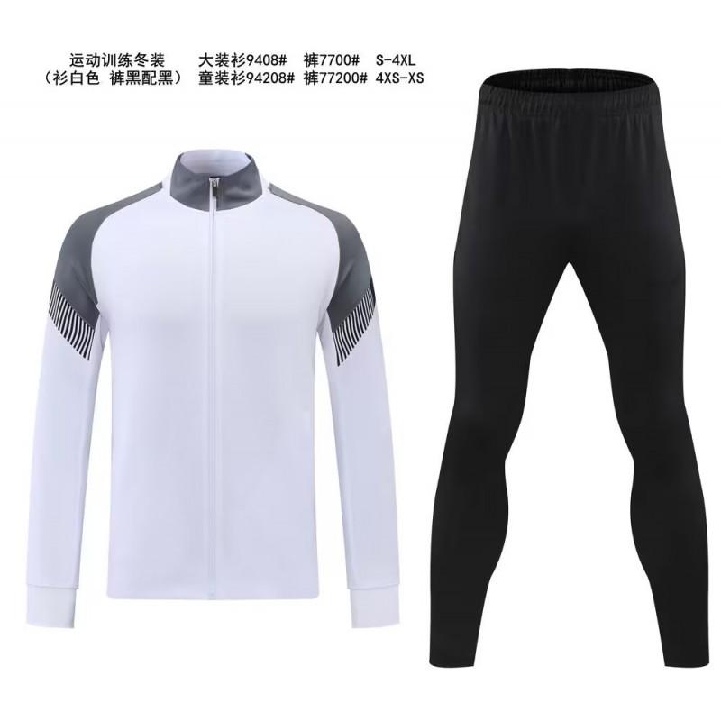 Adult Kids Long Sleeve Soccer Training Kit Uniforms Pre-Match Warm-Up Jersey Set