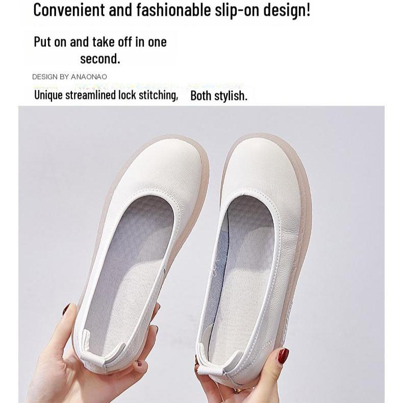 Hong Kong Genuine Leather Flat Summer Shoes for Women - 2025 New Mori Girl Style with Cowhide Sole