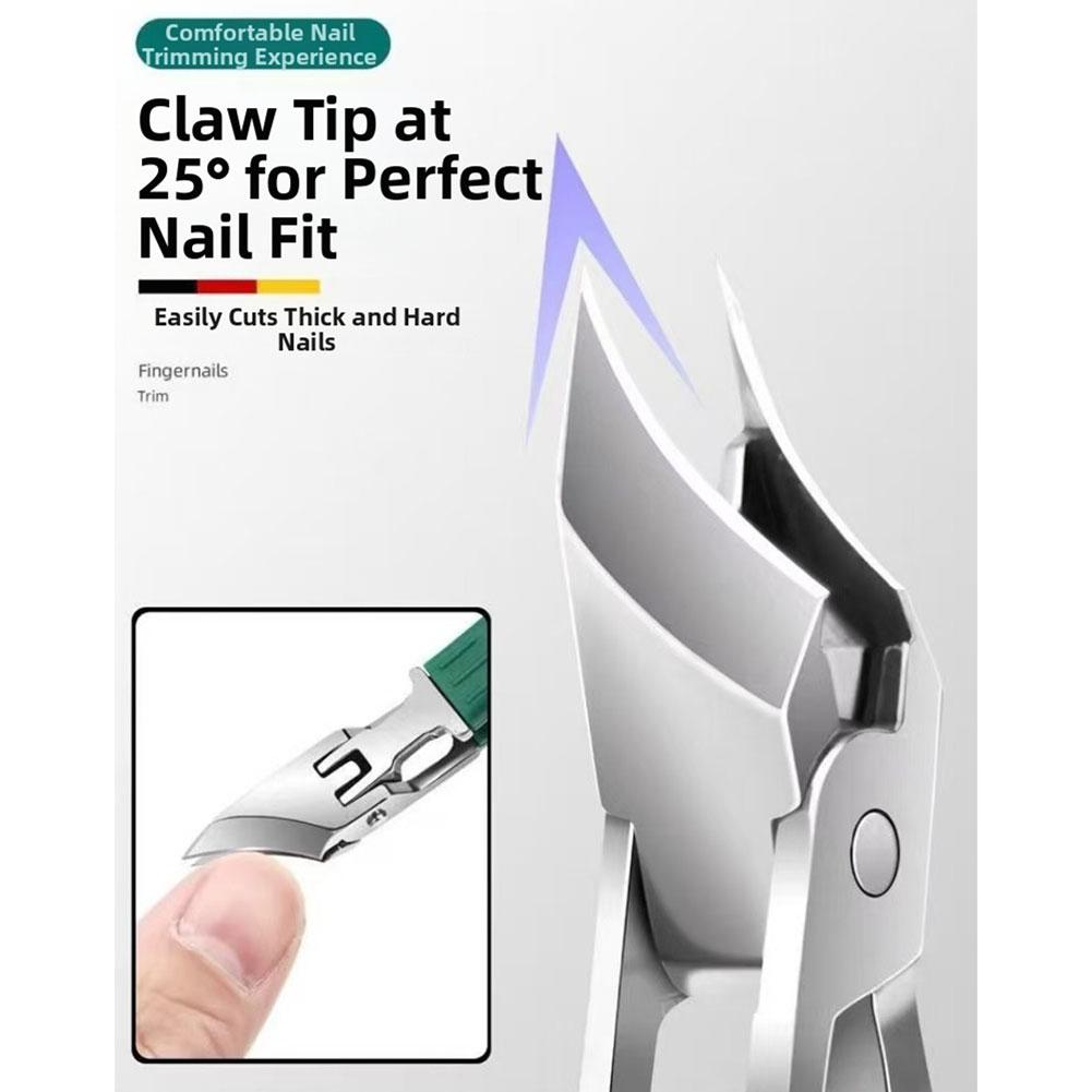 Stainless Steel Nail Trimmers with Slant Edge Anti Splash and Oblique Beak Design for Ingrown Toenail Care Ergonomic Nail Tool