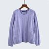 Export Yuan Single round Neck Loose Long Sleeves High Quality Computer Woven Flower Pure Color Pullover Bottoming Shirt Women's Knitting Sweater