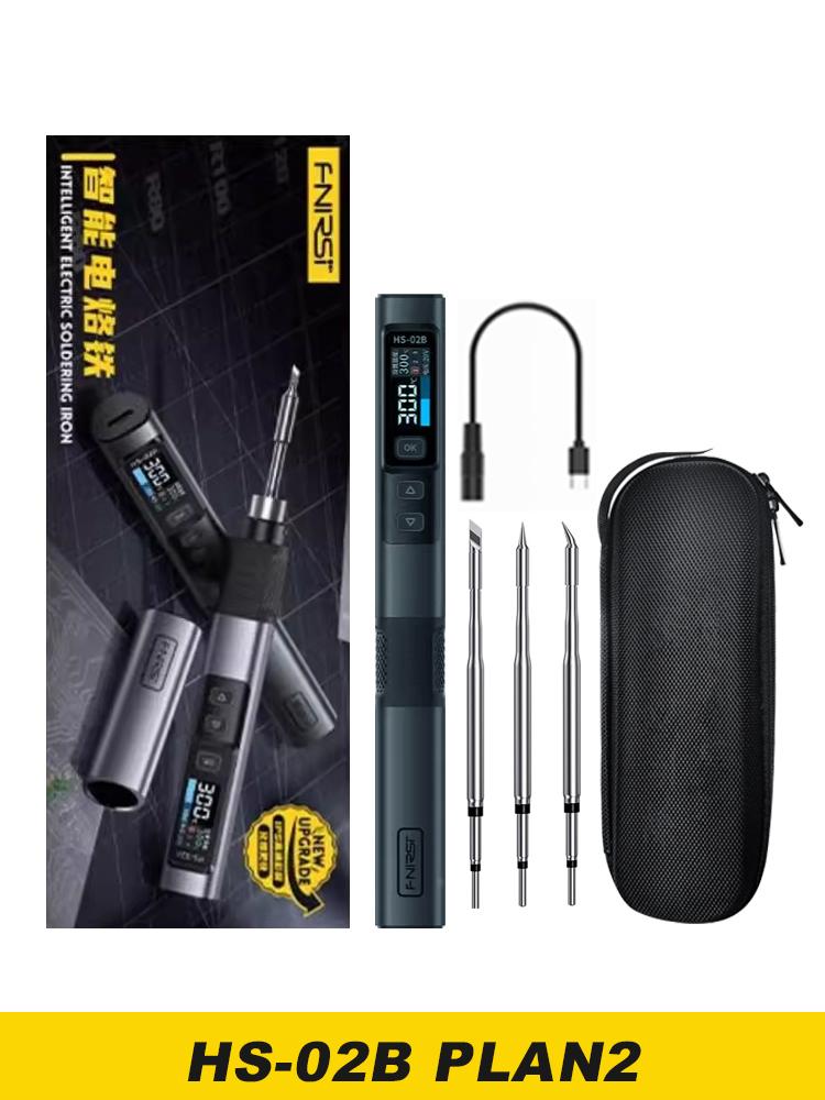 FNIRSI HS-02 Soldering Iron Smart Sleep IPS Color Display Screen 100-450℃ Soldering Rework Station PD100W Portable Repair Tool