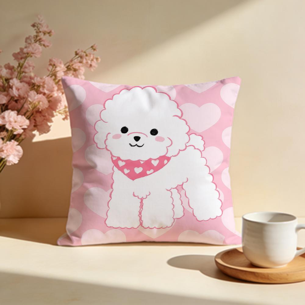 Fluffy Bichon Frise Pattern Cushion Cover Soft Pillow Cases for Home Bedroom Living Room Sofa