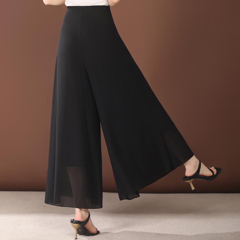 Elegant Summer Chiffon Pants Women Fashion Casual High Waist Wide Leg Pants Vintage Clothes
