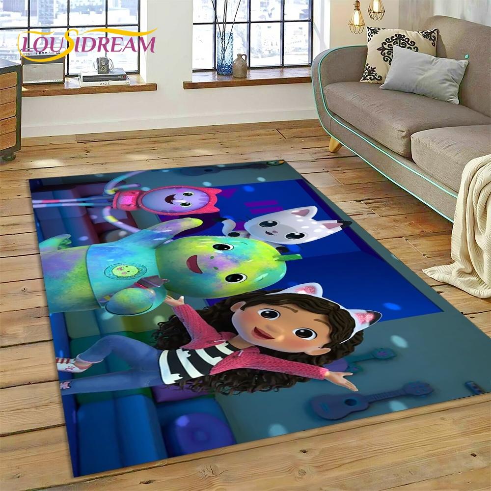 Cartoon Cute Gabbys Dollhouse Girl Rug Carpet for Living Room Bedroom Home Decor,Non-slip Decoration for Sofa Doormat Gifts Kid