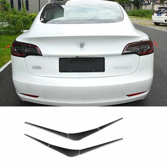 For Tesla Model Y 2020-2024 Carbon Fiber Rear Tail Light Lamp Strip Trim 6pcs