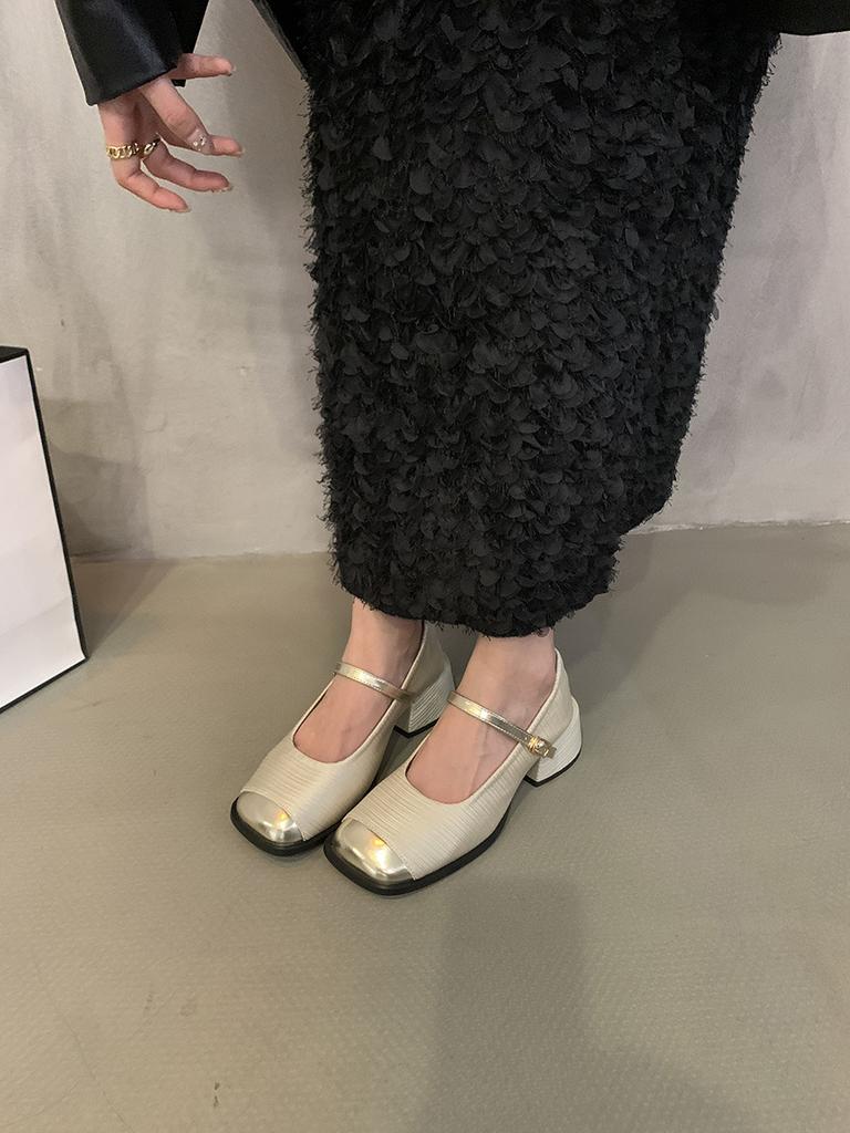 Mary Jane French Xiaoxiangfeng High Heels 2025 Autumn and Winter New High-end Evening Single Shoes Fashionable Small Leather Shoes