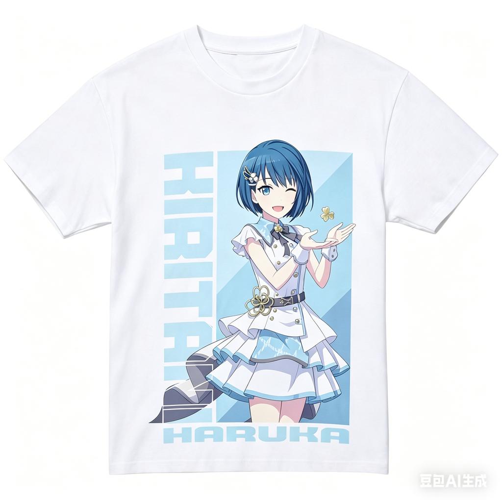 2026 Summer Project Sekai Single Black TShirt Haruka Kiritani Blue Idol Anime Oversized Cotton Tee For Vocaloid Game Fans