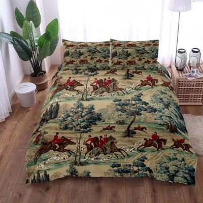 18Bc Retro Jagd Bettwäsche Set King Queen Double Full Twin Einzelgröße Bettbezug Set