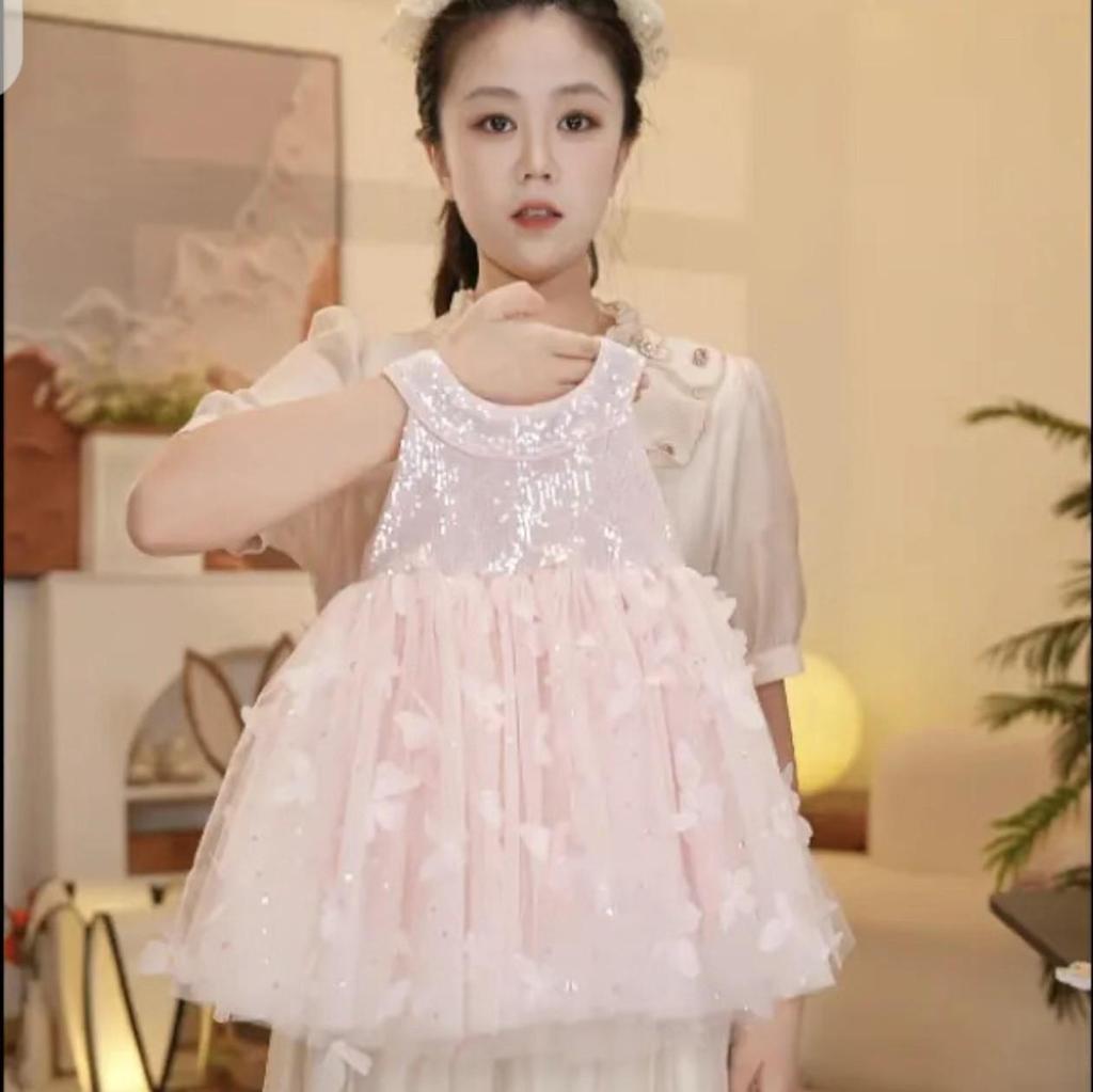 Mädchen Glitzerndes Prinzessin Puffrock Kleid - 2025 Frühling/Herbst Mode