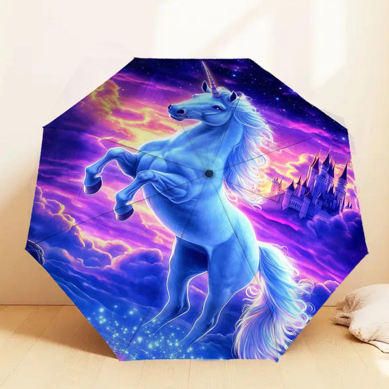 1 шт. Зонт с рисунком «Единорог Фэнтези», Автоматическое открытие и закрытие, Высококачественный дорожный зонт, c1128097