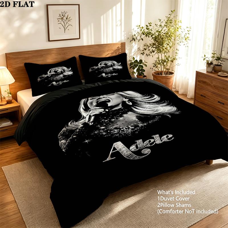 Adele Pattern Bedding Quilt Set Quilt Cover Pillowcase Home Birthday Gift(1 * duvet cover + 2 * pillowcase, without core)