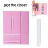 Doll Wardrobe Barbie Toys Threedoor Furniture Plastic Clothes Cabinet Storage