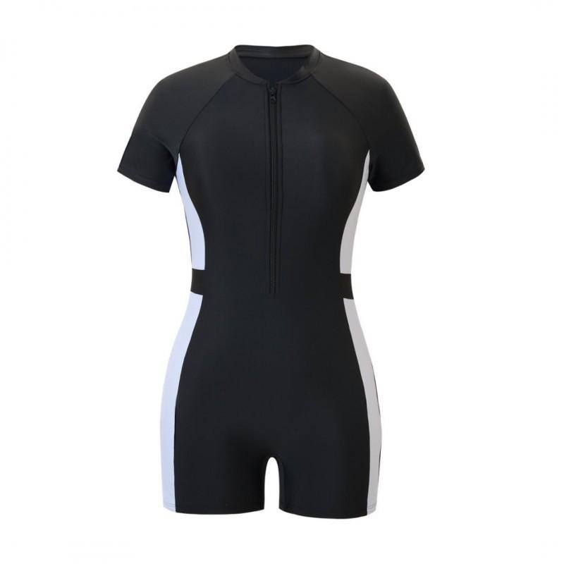 

One-piece Swimsuit Sports Zipper Conservative Boxer Diving Body Shaping S