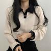 College Style POLO Collar Long Sleeved T-shirt for Women In Spring and Autumn  New Style with Interior and Base  Versatile Ins Top