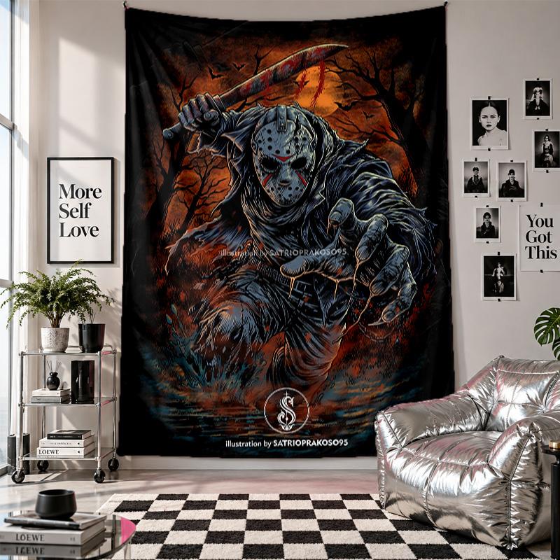 Wall TapestryFriday the 13th Jason Voorhees Art Hanging Cloth Decorative Background Cover for Room Decoration