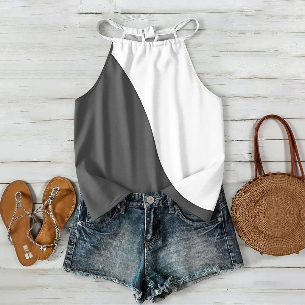 Women Geometric Print Bohemian Style Sleeveless Neck Tank Top Loose Fit Summer Blouse for Outdoor and Daily Wear
