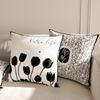 Nieuwe Stijlvolle Bank Kussensloop Retro Woonkamer Accent Kussensloop Moderne Minimalistische Zwart-Witte Decoratieve Kussensloop Zachte Vierkante Sierkussenhoes